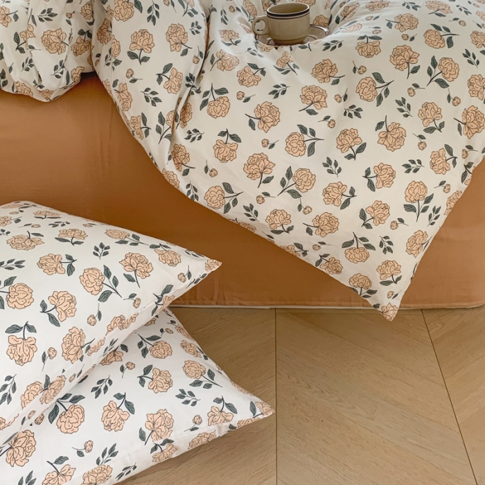 91家纺网 家纺一手货源 找家纺 黛馨 2025新款A类小清新双层纱四件套（实拍）花季