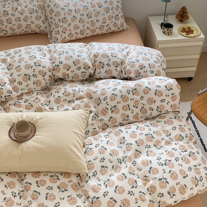 91家纺网 家纺一手货源 找家纺 黛馨 2025新款A类小清新双层纱四件套（实拍）花季