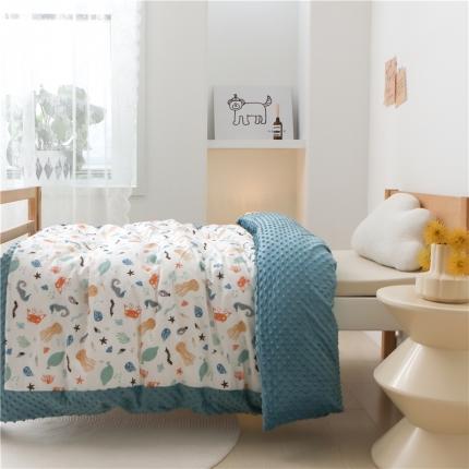 91家纺网 家纺一手货源 找家纺 艾佳宝贝2022年秋冬全棉豆豆绒多功能盖毯被 海洋馆