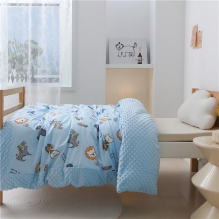 91家纺网 家纺一手货源 找家纺 艾佳宝贝2022年秋冬全棉豆豆绒多功能盖毯被 开心伙伴