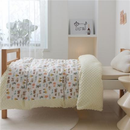 91家纺网 家纺一手货源 找家纺 艾佳宝贝2022年秋冬全棉豆豆绒多功能盖毯被 快乐农场