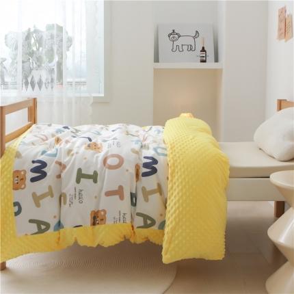 91家纺网 家纺一手货源 找家纺 艾佳宝贝2022年秋冬全棉豆豆绒多功能盖毯被 字母小虎仔