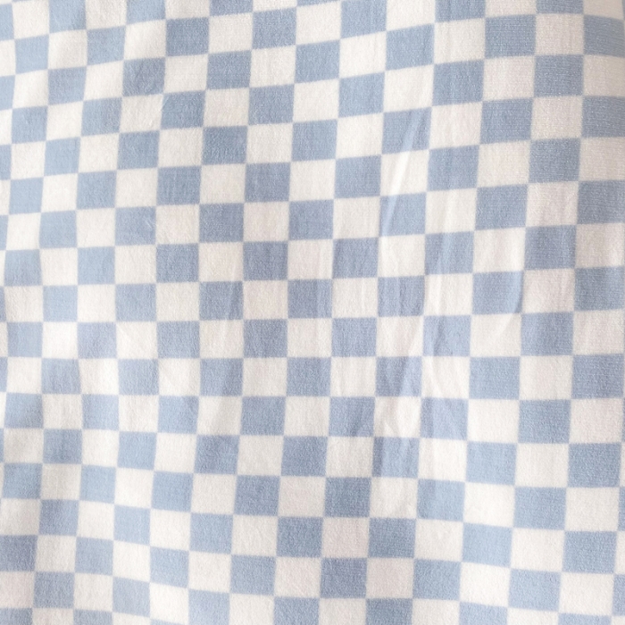 91家纺网 家纺一手货源 找家纺 绒兔兔 2022新款牛奶绒印花毯子 棋盘格-蓝