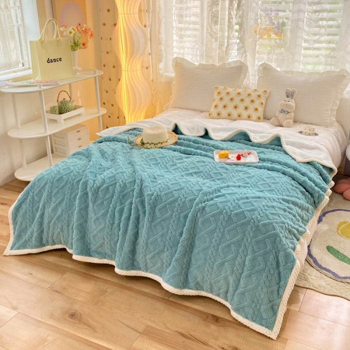 91家纺网 家纺一手货源 找家纺 绒兔兔 2022新款舒棉绒毯子 舒棉绒-复古绿