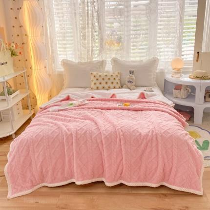 绒兔兔 2022新款舒棉绒毯子 舒棉绒-玫瑰粉