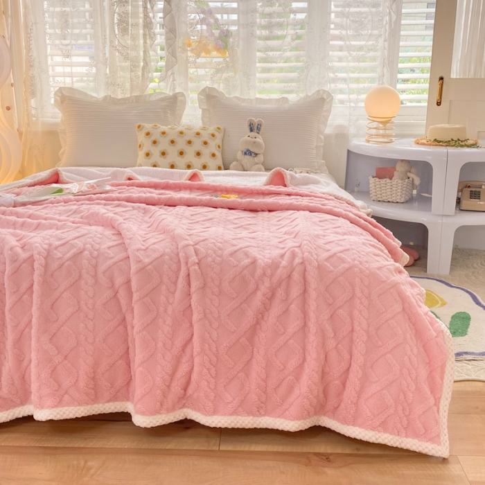 91家纺网 家纺一手货源 找家纺 绒兔兔 2022新款舒棉绒毯子 舒棉绒-玫瑰粉