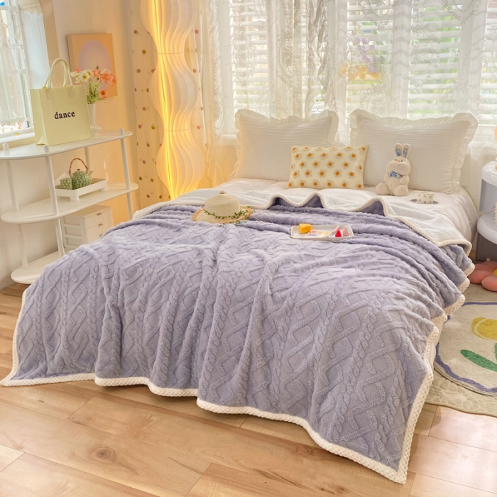 91家纺网 家纺一手货源 找家纺 绒兔兔 2022新款舒棉绒毯子 舒棉绒-香芋紫