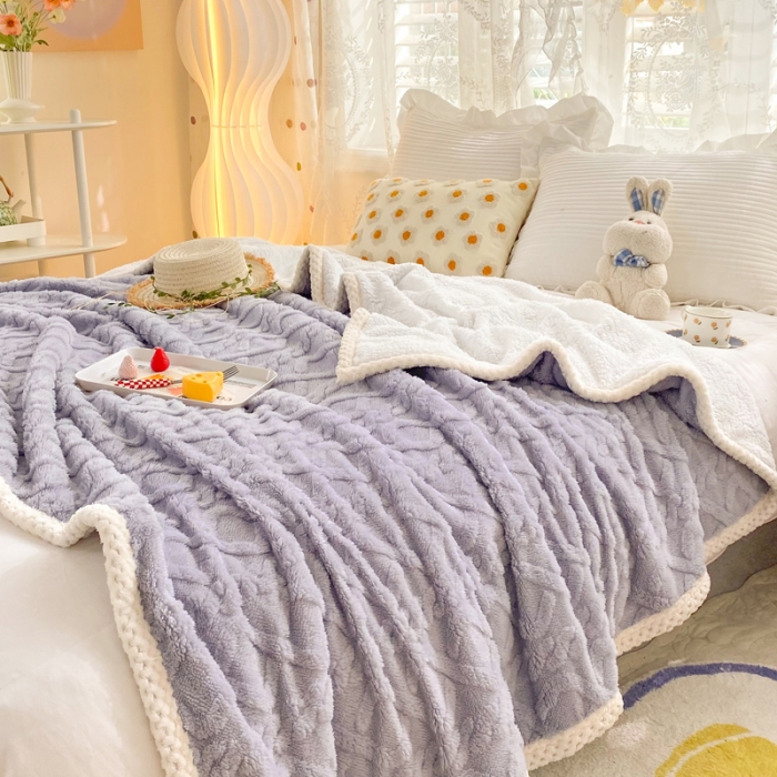 91家纺网 家纺一手货源 找家纺 绒兔兔 2022新款舒棉绒毯子 舒棉绒-香芋紫