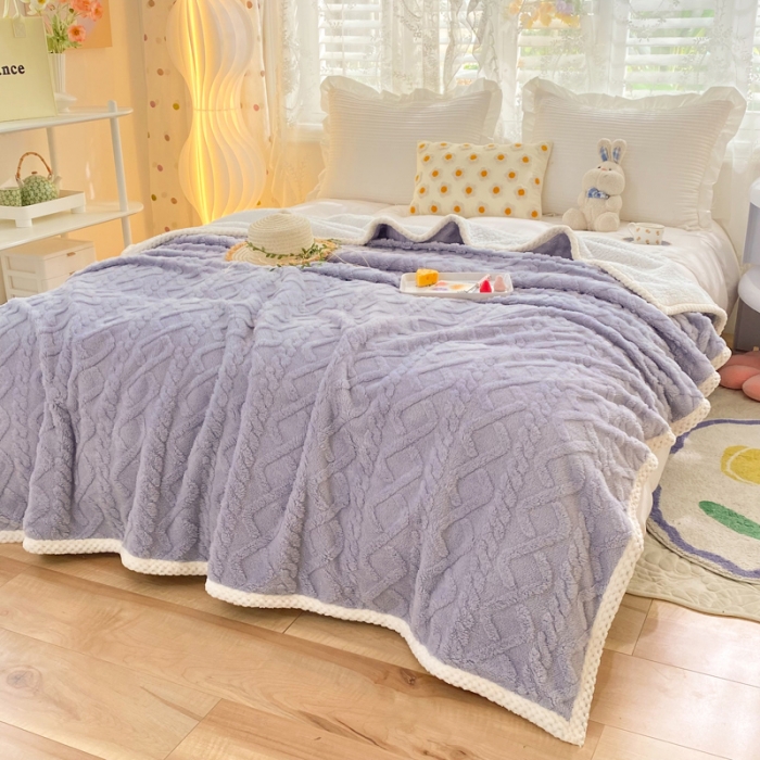 91家纺网 家纺一手货源 找家纺 绒兔兔 2022新款舒棉绒毯子 舒棉绒-香芋紫