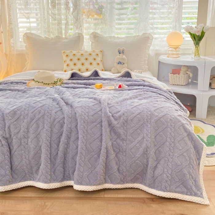 91家纺网 家纺一手货源 找家纺 绒兔兔 2022新款舒棉绒毯子 舒棉绒-香芋紫