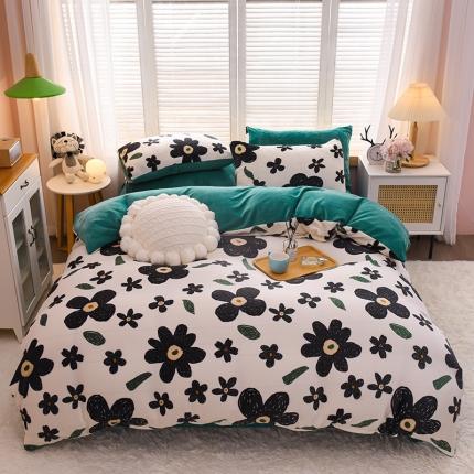 91家纺网 家纺一手货源 找家纺 （总）芃成 2022新款加厚双面牛奶绒印花床品系列-四件套