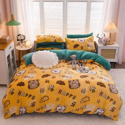 91家纺网 家纺一手货源 找家纺 （总）芃成 2022新款加厚双面牛奶绒印花床品系列-四件套