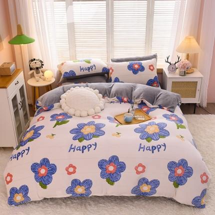 91家纺网 家纺一手货源 找家纺 （总）芃成 2022新款加厚双面牛奶绒印花床品系列-四件套