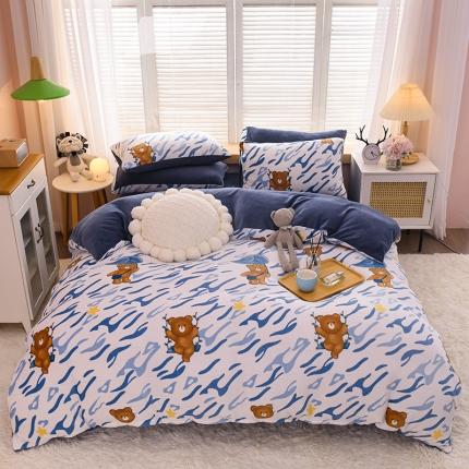 91家纺网 家纺一手货源 找家纺 （总）芃成 2022新款加厚双面牛奶绒印花床品系列-四件套