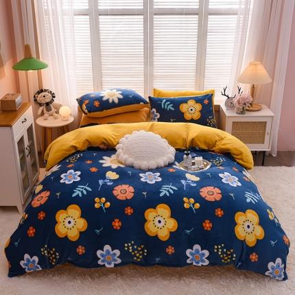 91家纺网 家纺一手货源 找家纺 芃成 2022新款加厚双面牛奶绒印花床品系列-四件套 陌上花