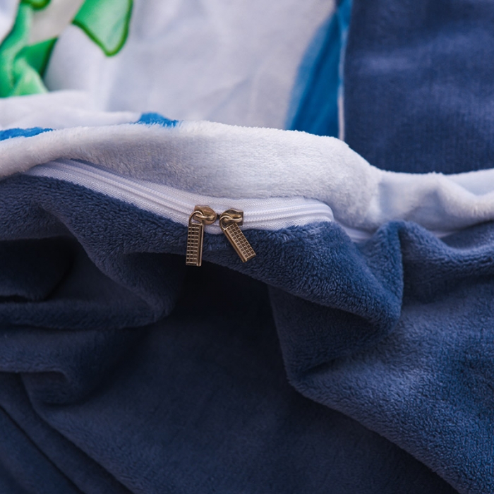 91家纺网 家纺一手货源 找家纺 芃成 2022新款加厚双面牛奶绒印花床品系列-四件套 爱心恐龙