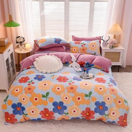 芃成 2022新款加厚双面牛奶绒印花床品系列-四件套 潘朵拉