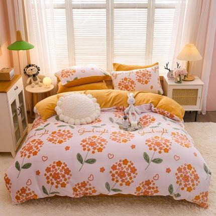 芃成 2022新款加厚双面牛奶绒印花床品系列-四件套 七色花