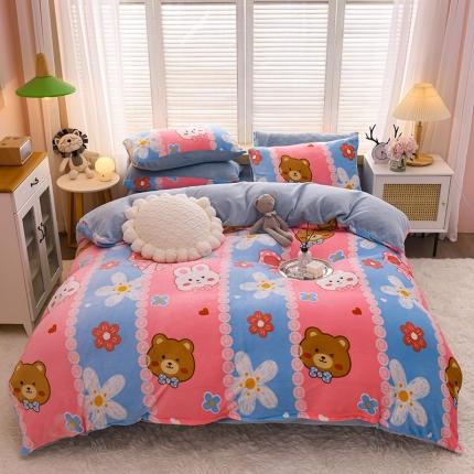 芃成 2022新款加厚双面牛奶绒印花床品系列-四件套 小伙伴