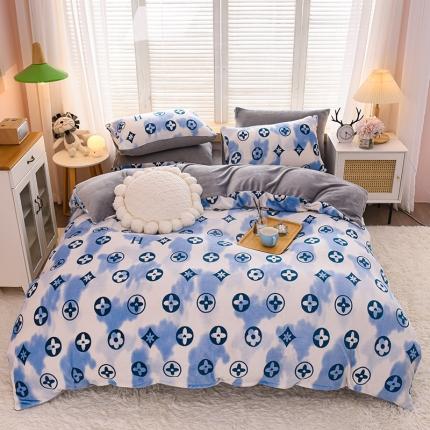 芃成 2022新款加厚双面牛奶绒印花床品系列-四件套 心动