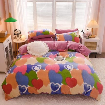 芃成 2022新款加厚双面牛奶绒印花床品系列-四件套 韵彩