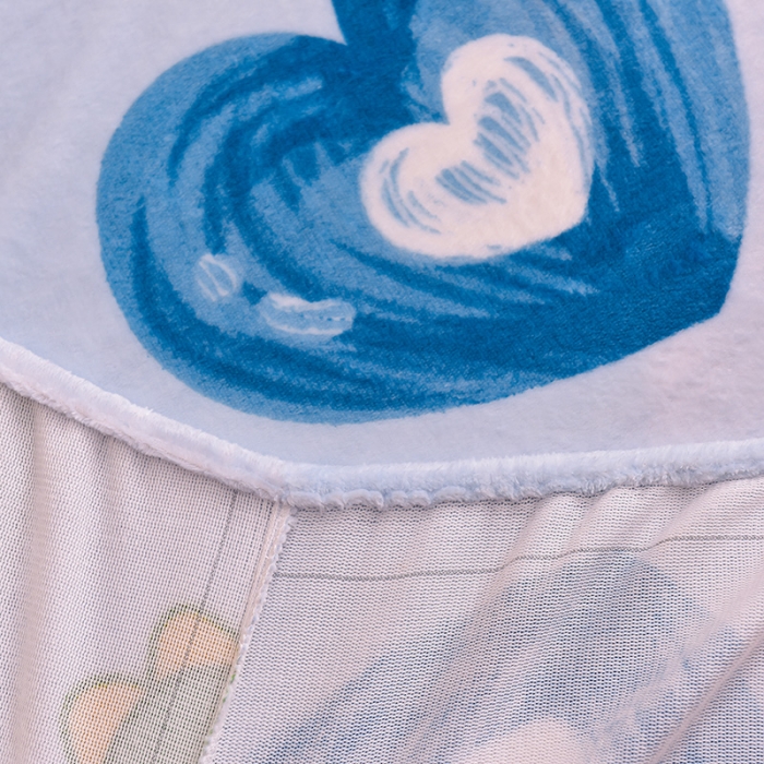 91家纺网 家纺一手货源 找家纺 芃成 2022新款加厚双面牛奶绒印花床品系列-单床笠 爱心恐龙