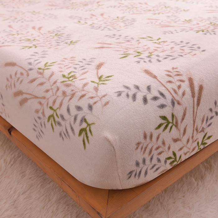 91家纺网 家纺一手货源 找家纺 芃成 2022新款加厚双面牛奶绒印花床品系列-单床笠 春意盎然