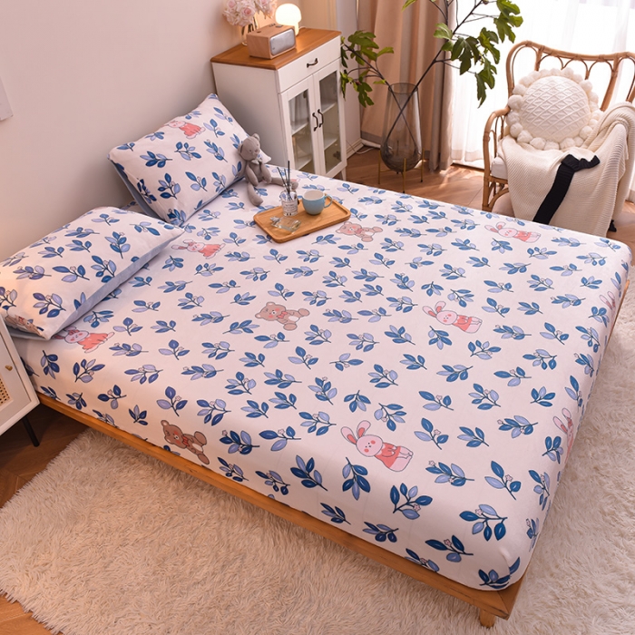 91家纺网 家纺一手货源 找家纺 芃成 2022新款加厚双面牛奶绒印花床品系列-单床笠 菲菲兔