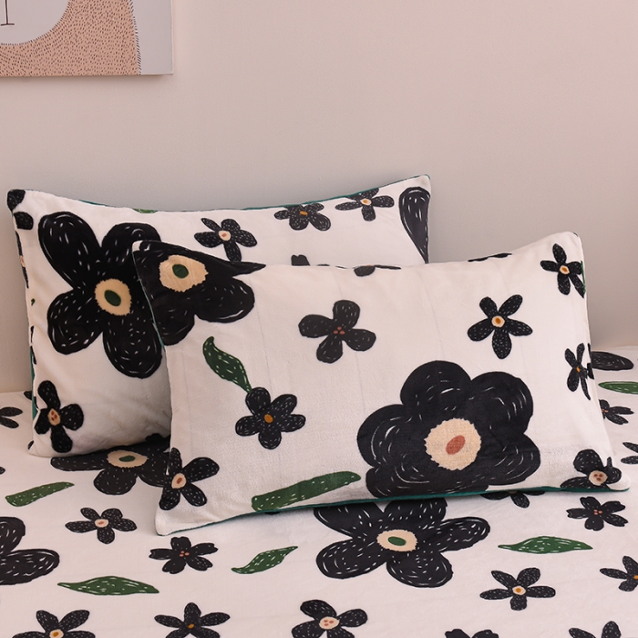 91家纺网 家纺一手货源 找家纺 芃成 2022新款加厚双面牛奶绒印花床品系列-单床笠 赫本