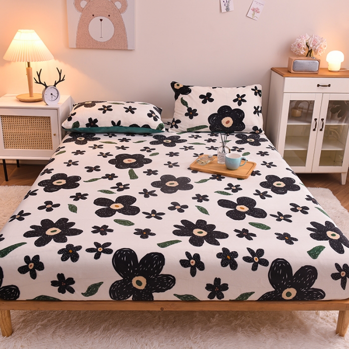 91家纺网 家纺一手货源 找家纺 芃成 2022新款加厚双面牛奶绒印花床品系列-单床笠 赫本