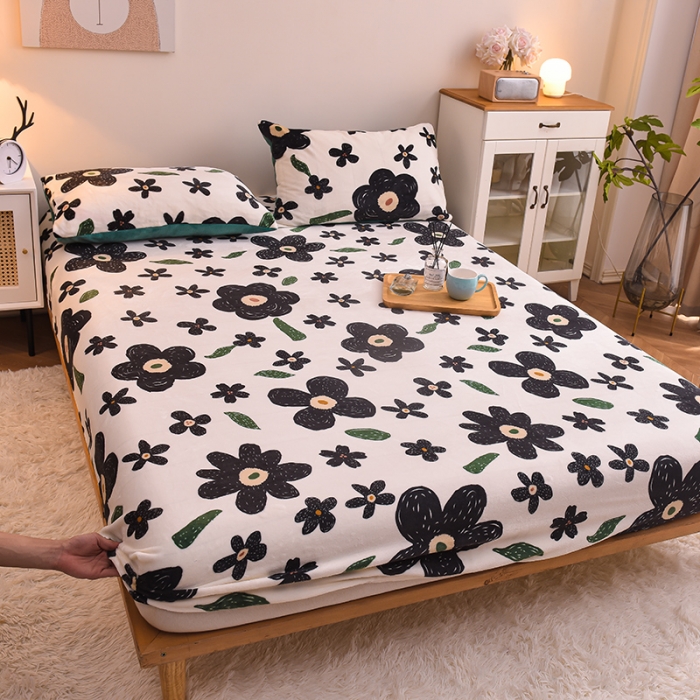 91家纺网 家纺一手货源 找家纺 芃成 2022新款加厚双面牛奶绒印花床品系列-单床笠 赫本