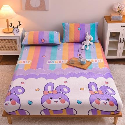 芃成 2022新款加厚双面牛奶绒印花床品系列-单床笠 可爱兔