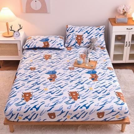 芃成 2022新款加厚双面牛奶绒印花床品系列-单床笠可爱熊仔