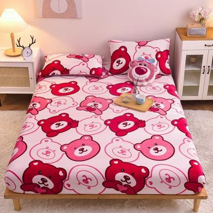 芃成 2022新款加厚双面牛奶绒印花床品系列-单床笠 酷酷熊