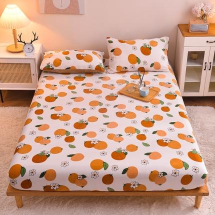 芃成 2022新款加厚双面牛奶绒印花床品系列-单床笠心想事橙