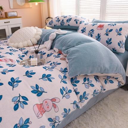 91家纺网 家纺一手货源 找家纺 芃成 2022新款加厚双面牛奶绒印花床品系列-单被套 菲菲兔