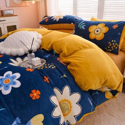 91家纺网 家纺一手货源 找家纺 芃成 2022新款加厚双面牛奶绒印花床品系列-单被套 陌上花