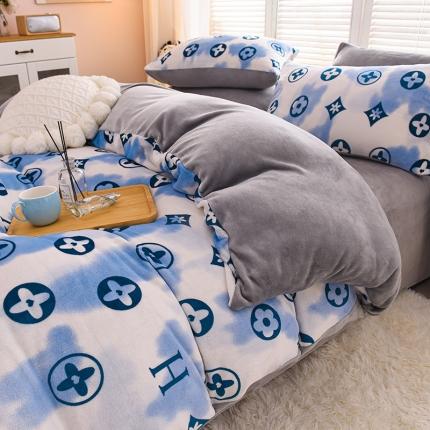 91家纺网 家纺一手货源 找家纺 芃成 2022新款加厚双面牛奶绒印花床品系列-单被套 心动