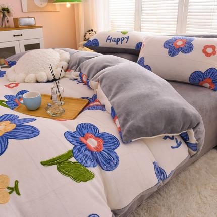 芃成 2022新款加厚双面牛奶绒印花床品系列-单被套 花意流年