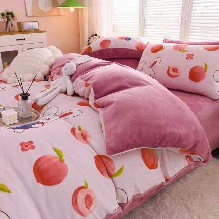 芃成 2022新款加厚双面牛奶绒印花床品系列-单被套 萌兔