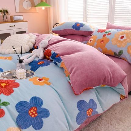 芃成 2022新款加厚双面牛奶绒印花床品系列-单被套 潘朵拉