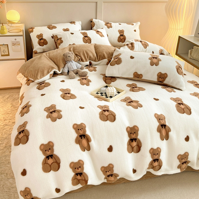 91家纺网 家纺一手货源 找家纺 （总）澳梵 2022新款小颗粒美丽绒牛奶绒四件套