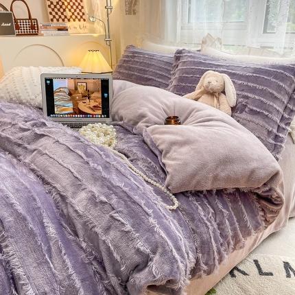 91家纺网 家纺一手货源 找家纺 （总）HL原创 2022新款流苏牛奶绒四件套