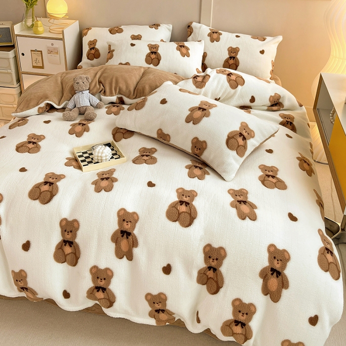 91家纺网 家纺一手货源 找家纺 （总）澳梵 2022新款小颗粒美丽绒牛奶绒四件套