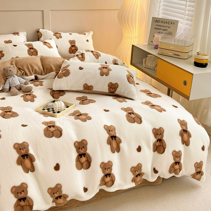 91家纺网 家纺一手货源 找家纺 （总）澳梵 2022新款小颗粒美丽绒牛奶绒四件套