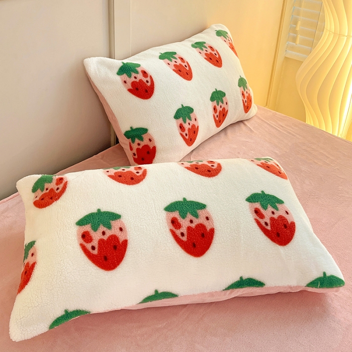 91家纺网 家纺一手货源 找家纺 澳梵 2022新款小颗粒美丽绒牛奶绒四件套 草莓味