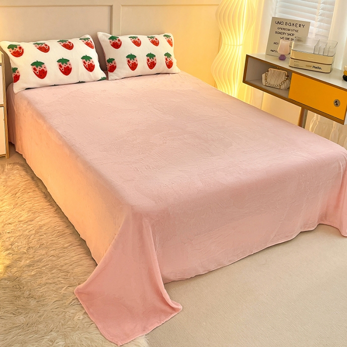 91家纺网 家纺一手货源 找家纺 澳梵 2022新款小颗粒美丽绒牛奶绒四件套 草莓味