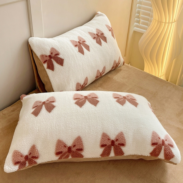 91家纺网 家纺一手货源 找家纺 澳梵 2022新款小颗粒美丽绒牛奶绒四件套 蝴蝶结