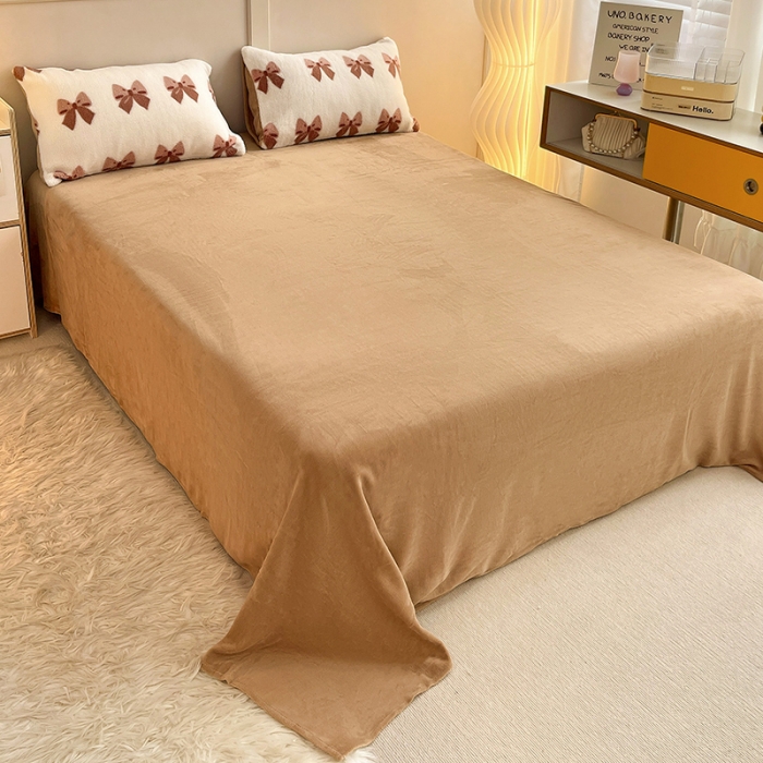 91家纺网 家纺一手货源 找家纺 澳梵 2022新款小颗粒美丽绒牛奶绒四件套 蝴蝶结