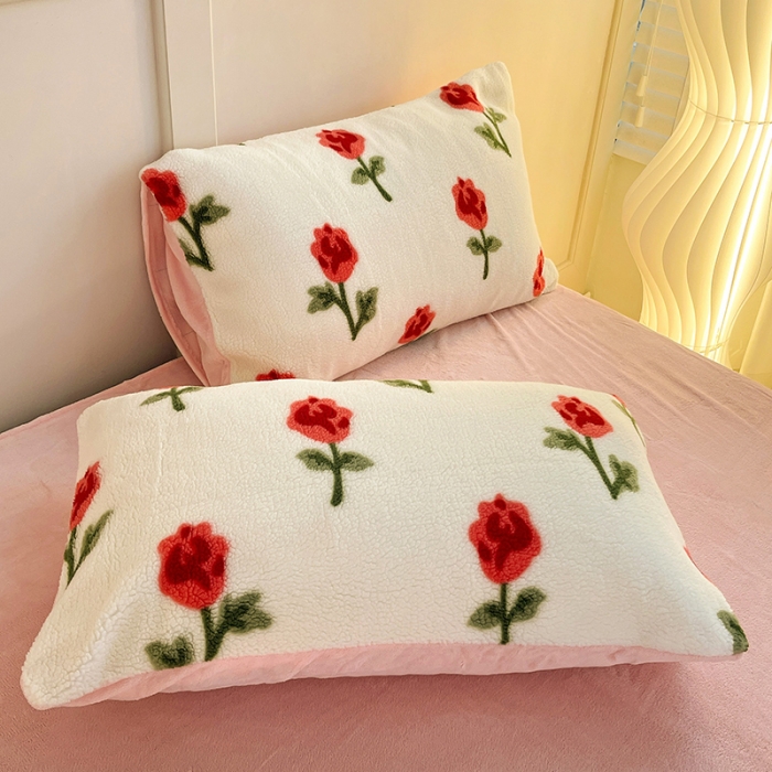 91家纺网 家纺一手货源 找家纺 澳梵 2022新款小颗粒美丽绒牛奶绒四件套 清晨玫瑰